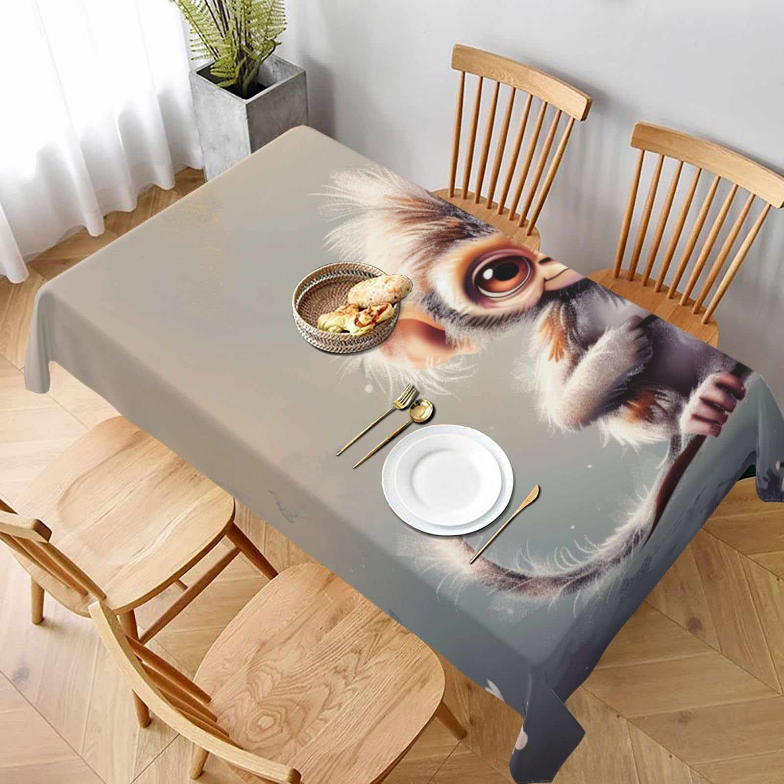 WPKJU Cute Monkey Art Printed Tablecloth 60x90 in Water Resistant Table Cover Washable Rectangle Table Cloth for Dining Tables