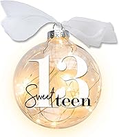 Vista 10 de Adorno de Navidad iluminado para cumpleaños número 21, regalo de felicitación a veintiún años para él o ella, cumple 21 años, transparente