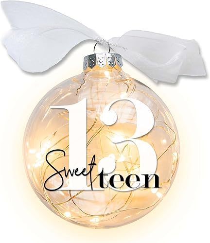 Miniatura 10 de Adorno de Navidad iluminado para cumpleaños número 21, regalo de felicitación a veintiún años para él o ella, cumple 21 años, transparente