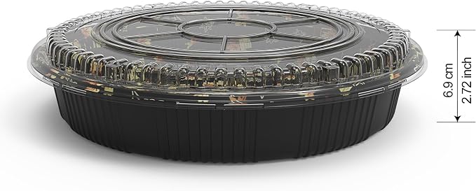 63# 100 Sets Round Sushi Tray,sushi container, diameter 13.0'', Base & Lids, Sushi Container, Party Serving Tray, Take out Tray, Togo, Fruit Tray miniatura 2