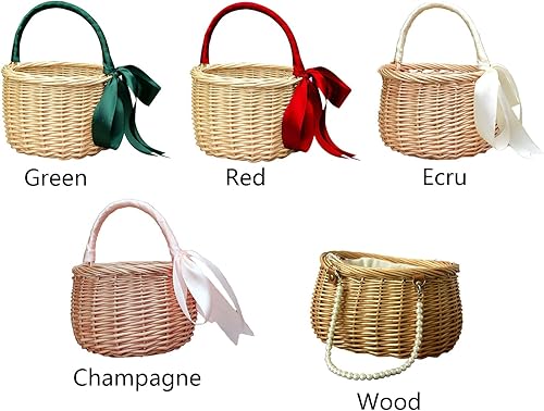 Miniatura 3 de Pipulu Cesta de picnic para 2, pequeñas cestas de sauce tejidas naturales con cinta de asa para almacenamiento de dulces y huevos de Pascua