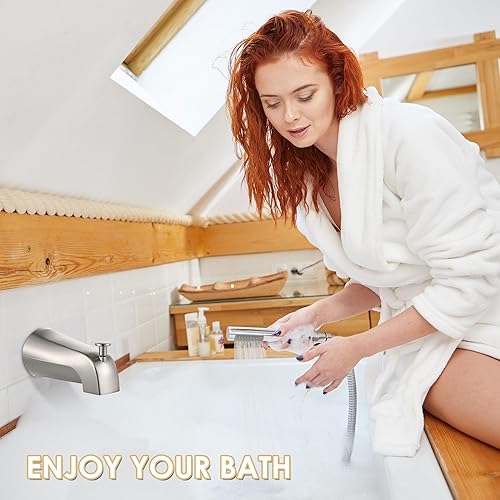 Miniatura 7 de Enhon Boquilla deslizante para bañera con desviador, compatible con la norma estadounidense 8888026.002, grifo de bañera de baño, se adapta a 12