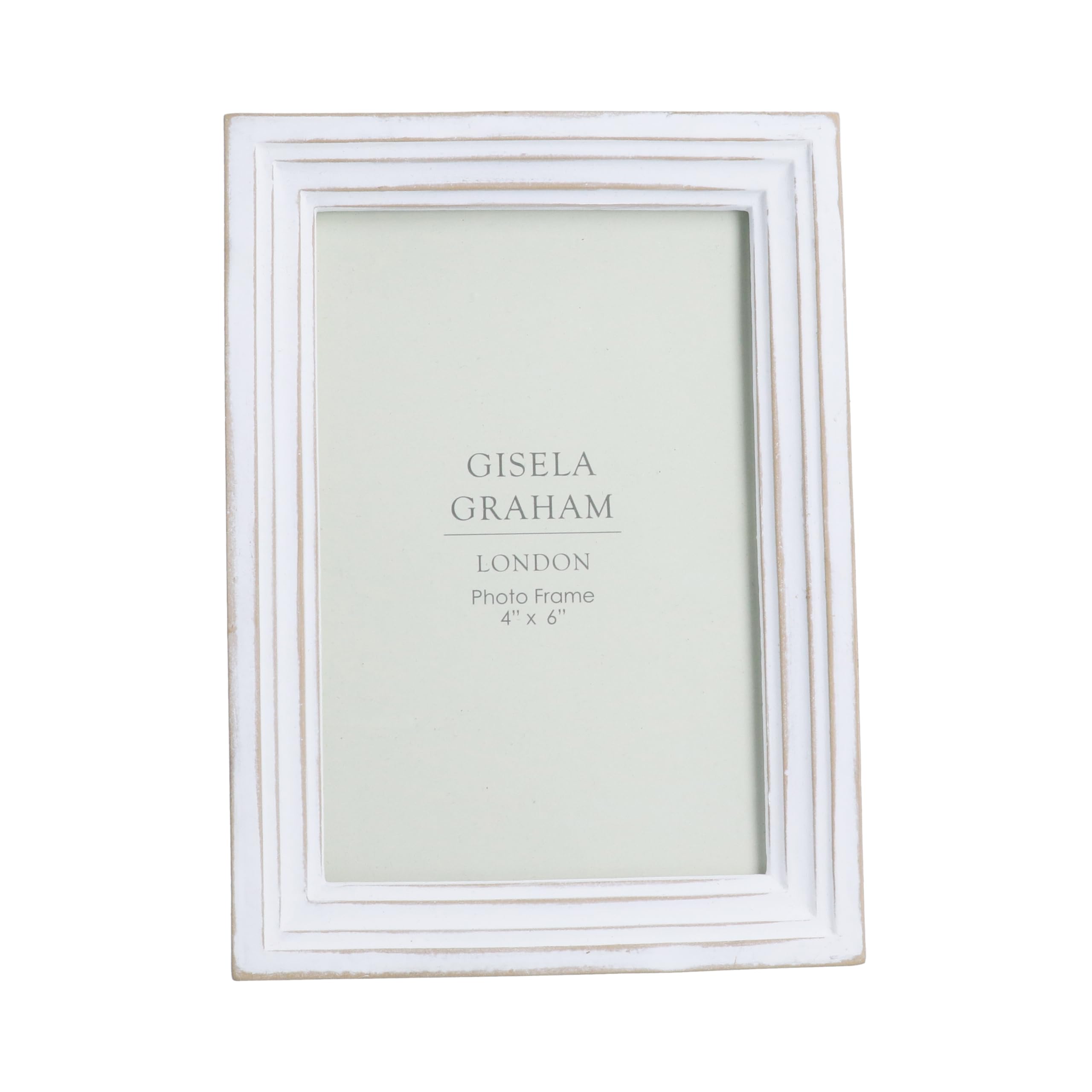 Gisela Graham White Washed Resin Photo Frame, Distressed Finish, 4X6 Inch