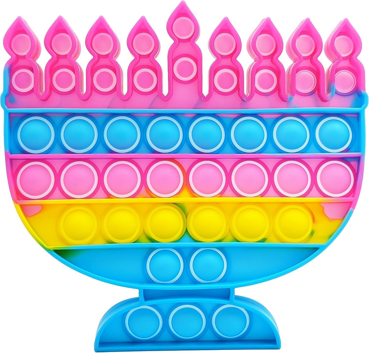 The Dreidel Company Menorah & Dreidel Set Poppit, Pop Fidget Toy Dreidel Menorah Popper Set (Multicolor, 12-Sets)