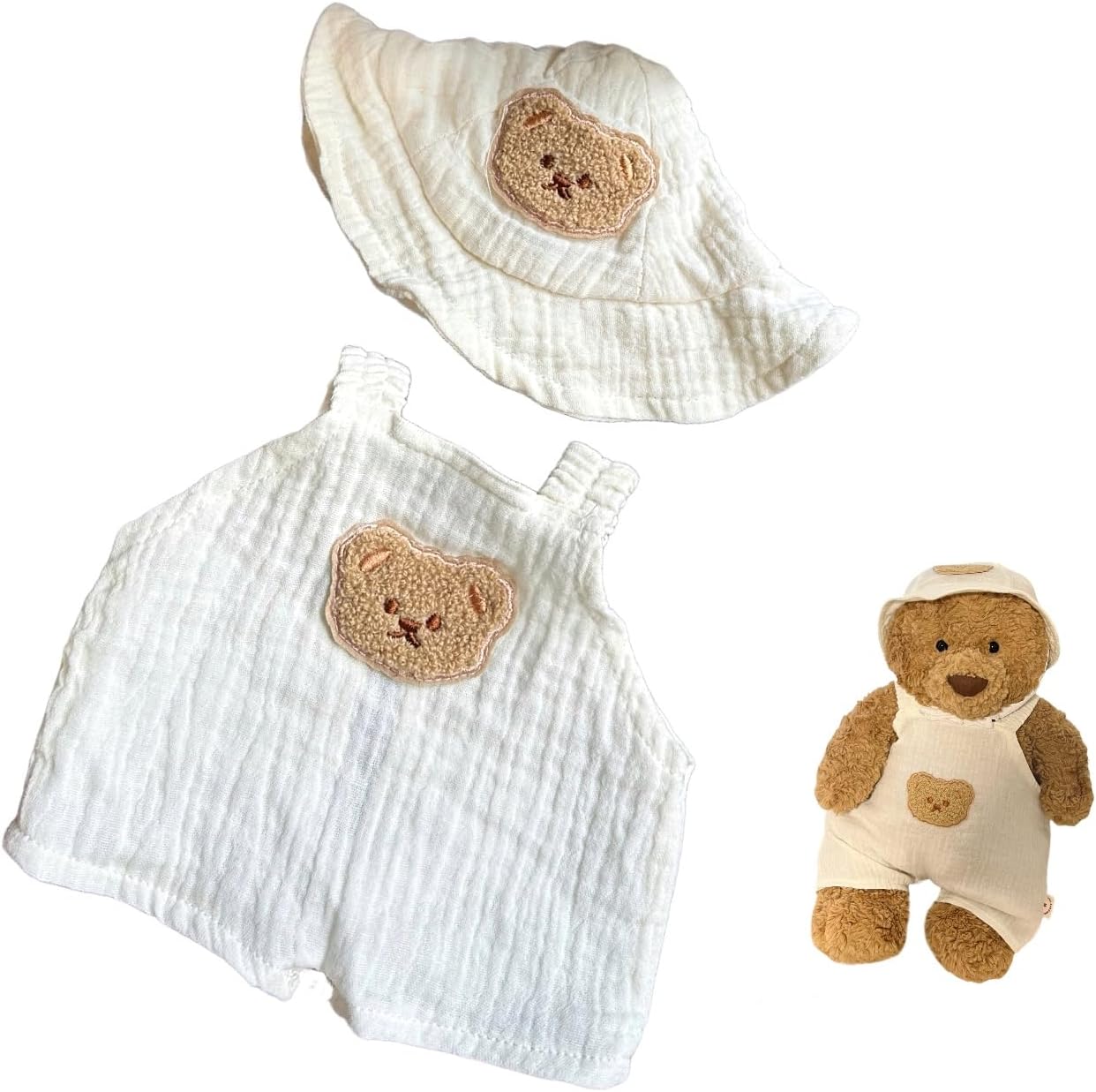 14-16''/36cm Plush Animal Jumpsuit & Hat 2-Piece Set for Large Bartholomew Teddy Bears (NO Doll)