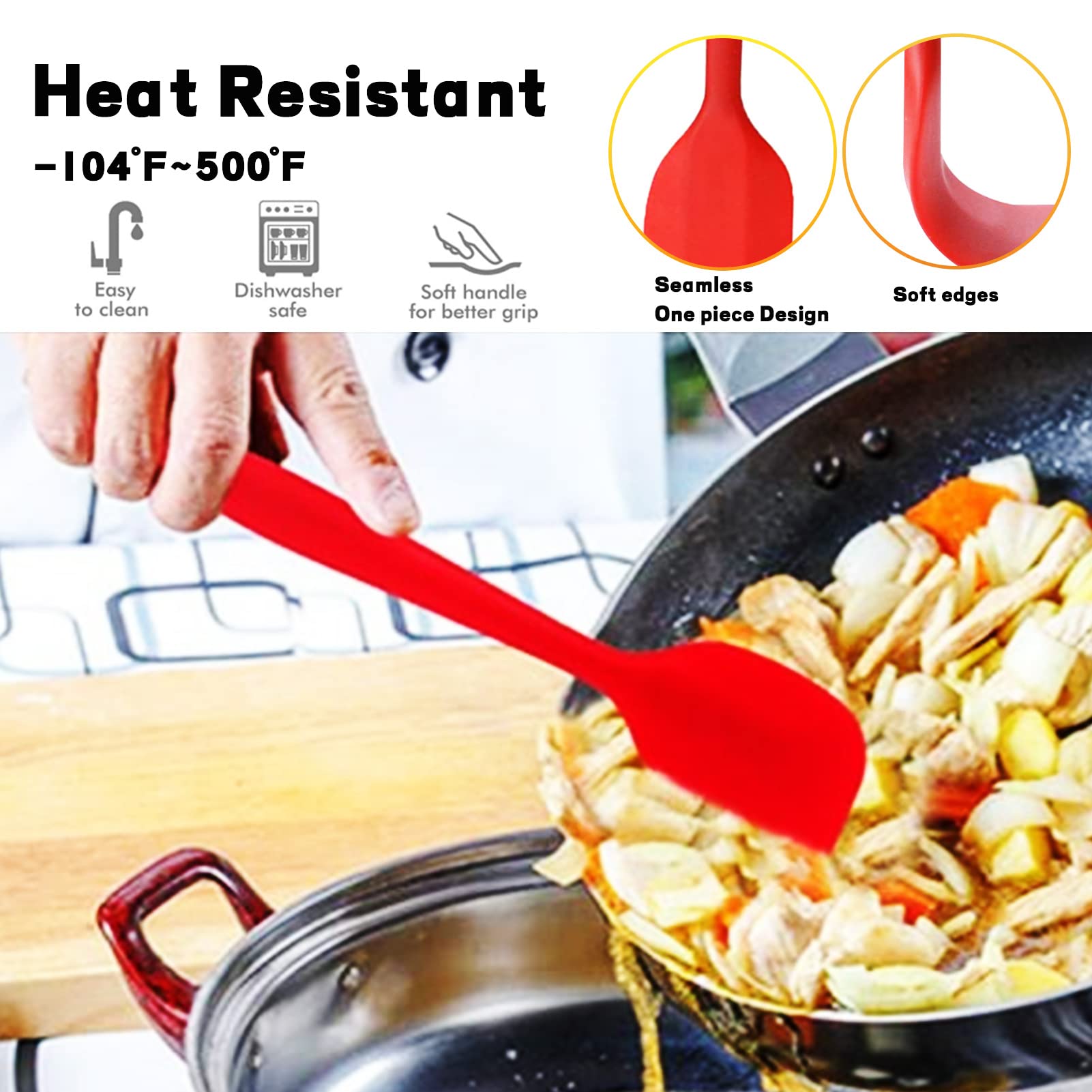 16 espátulas de silicona, espátulas pequeñas de 8.3 pulgadas, resistentes al calor, antiadherentes con núcleo de acero inoxidable para pasteles, crema, utensilios de cocina 5