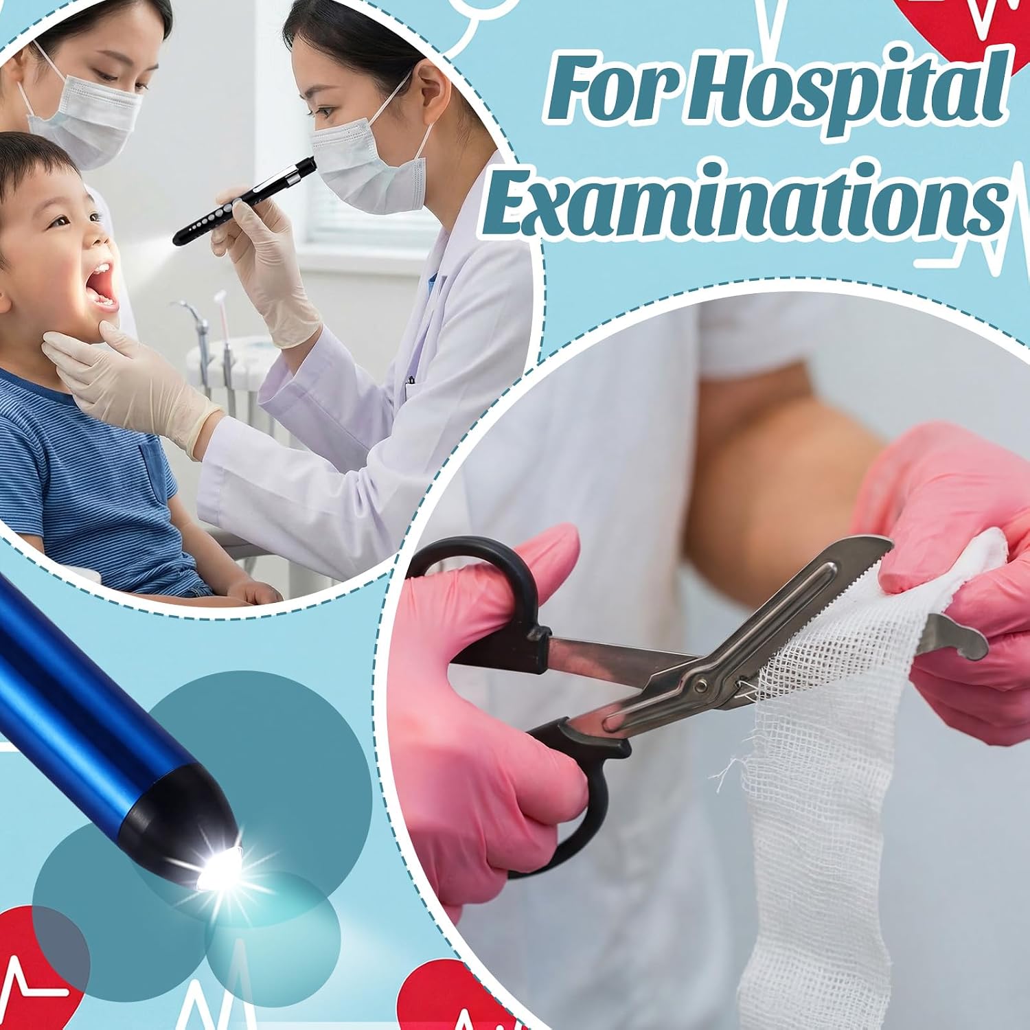 24 Set Nurse Day Gifts Include Pen Lights Trauma Shears Nursing Cards and Organza Bags Nurses Bandage Scissors Bulk Reusable Nursing Accessories for Graduation Medical (Multicolor)
