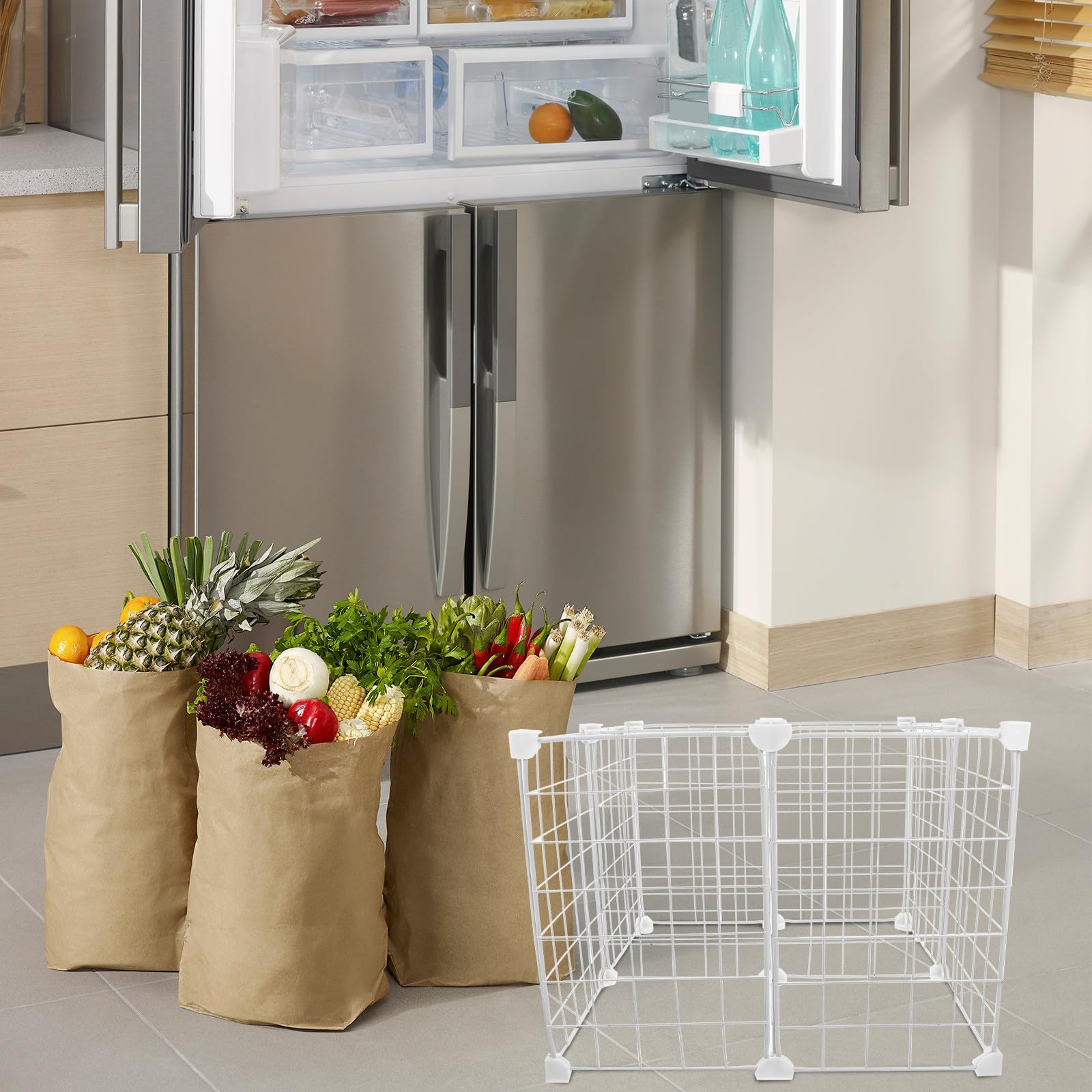 Organizer Congelatore con Divisori in Filo Metallico Regolabili Cestini in Rete Resistenti al Freddo per Frigorifero Separatori Stabili in Ferro per Conservazione Frutti di Mare e