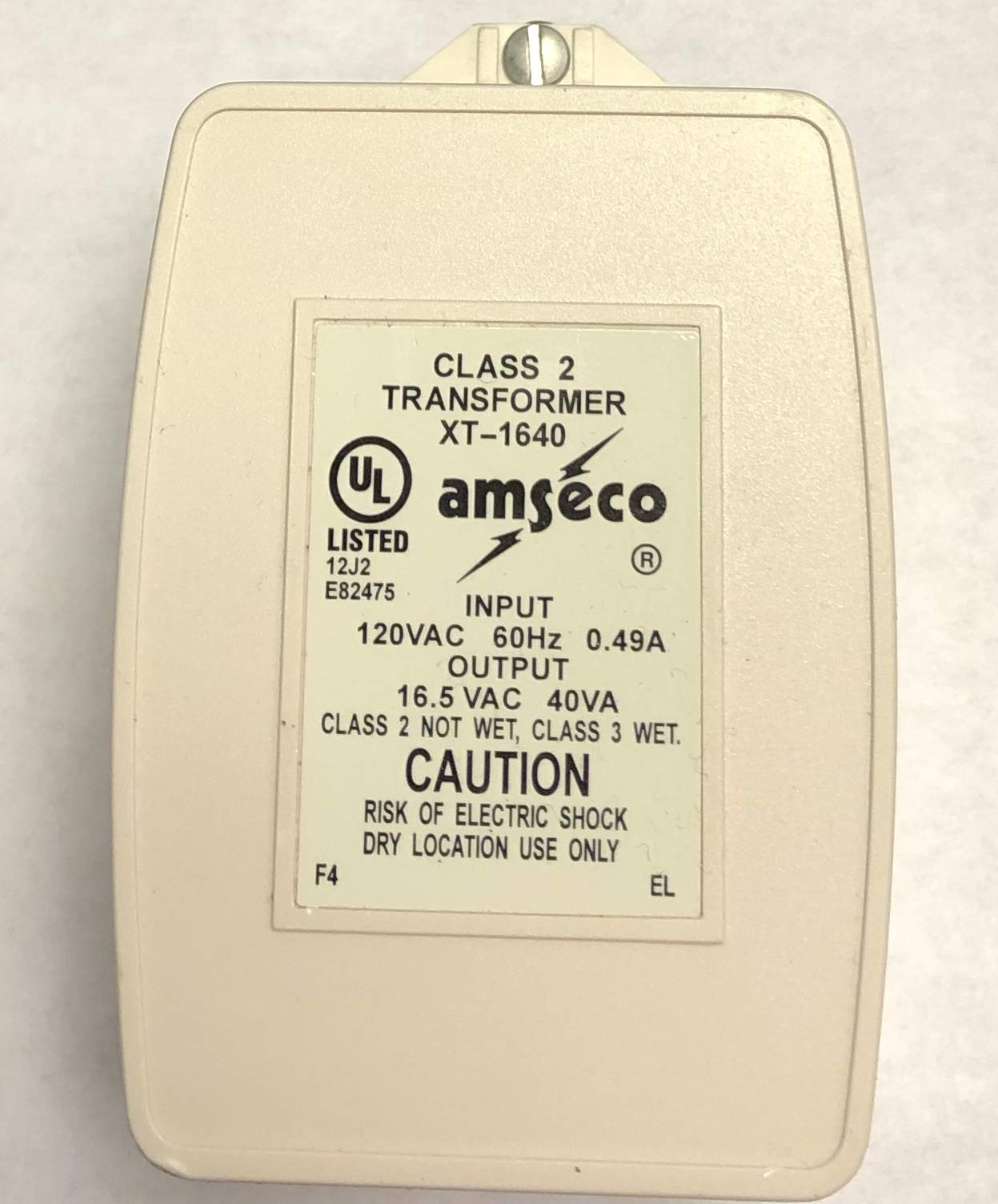 Amseco XT-1640 Class 2 Transformer Power Supply 16.5 VAC 40VA
