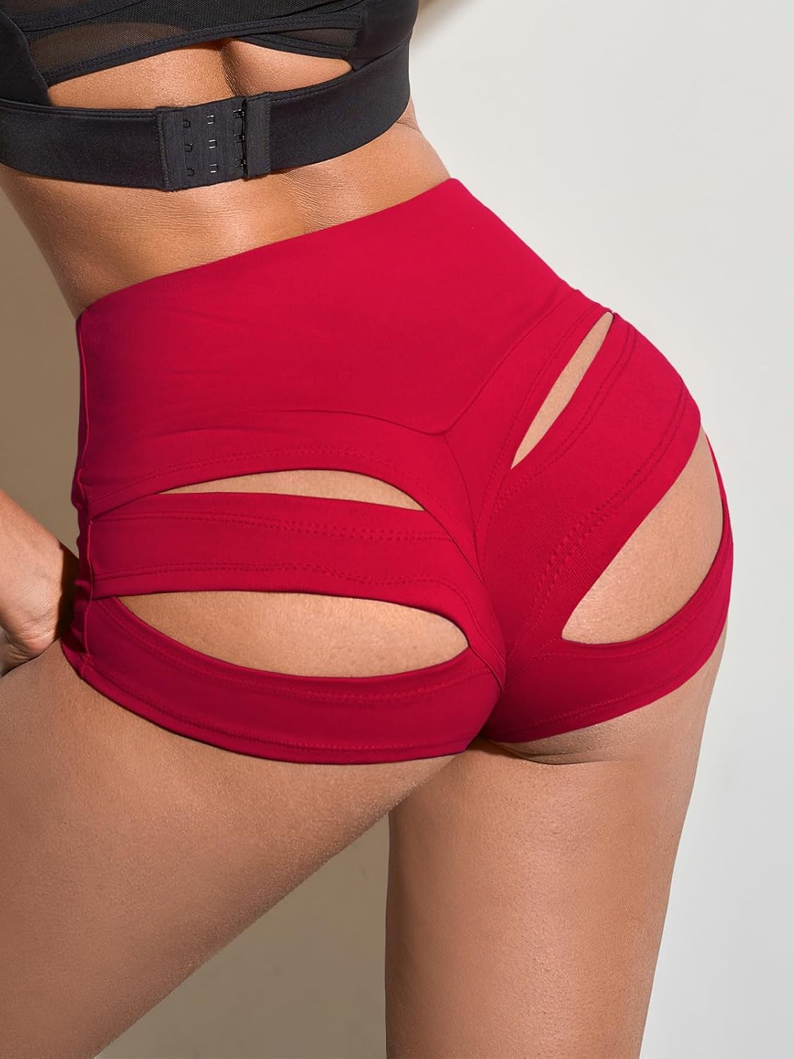 BZB Women's Cut Out Yoga Shorts Scrunch Booty Hot Pants High Waist Gym Workout Active Butt Lifting Sports Leggings - Image 3