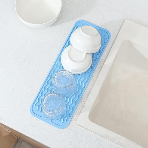 Miniatura 346 de Tapete de silicona para secado de platos para múltiples usos, fácil de limpiar, ecológico, resistente al calor, tapete de silicona para encimera