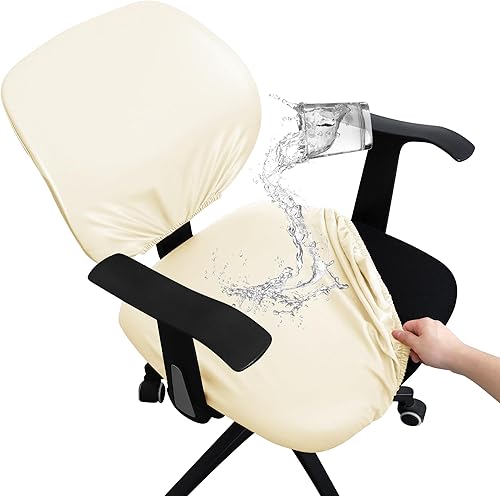 FORCHEER Funda para silla de oficina dividida resistente al agua, fundas elásticas de poliuretano de 2 piezas para escritorio, funda para silla de