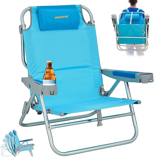 Miniatura 25 de #WEJOY Silla de Playa para Adultos, Posición Reclinable Ajustable, Se Recuesta Completamente, Ligera, Plegable, Portátil, Silla de Aluminio con #C