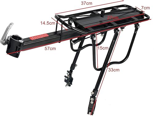 Miniatura 5 de Amarine Made Soporte trasero para bicicleta, capacidad de 110 libras, de aleación de aluminio o hierro, soporte trasero ajustable para bicicleta,