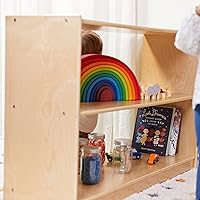 Vista 10 de ECR4Kids Gabinete móvil de almacenamiento de isla de 2 estantes, muebles de aula, natural