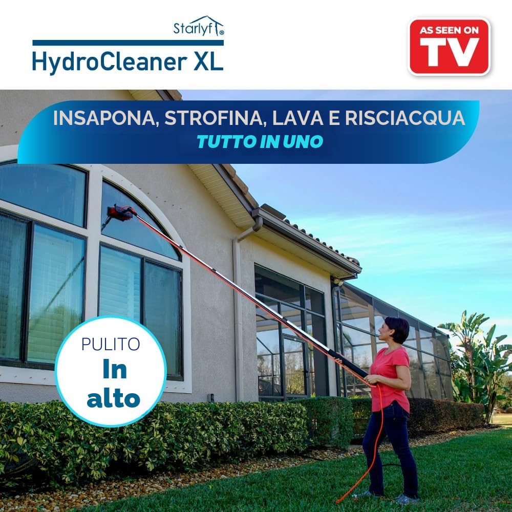 STARLYF - Telescopic Hydrocleaner, scopa telescopica per pulizia, idropulitrice telescopica, alimentazione ad acqua, dispensatore di sapone, pulizia pannelli solari, lavaggio camion, autobus, auto,