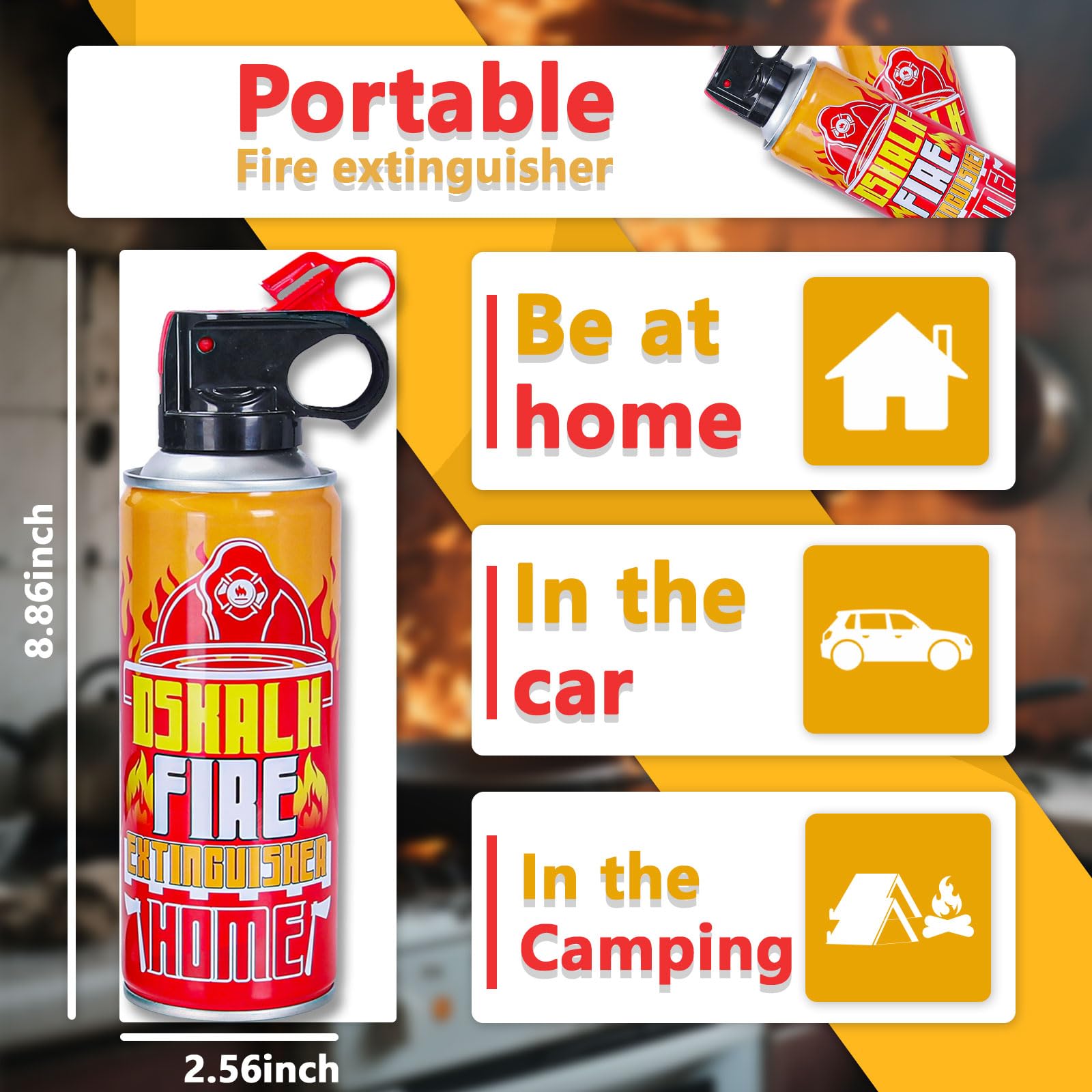 2PCS Mini Fire Extinguishers for Vehicle & Home & Kitchen- Small Portable Car Fire Extinguisher Kit with Brackets - Stay Safe Emergency Suppression for Motorcycle & RV & Kitchen