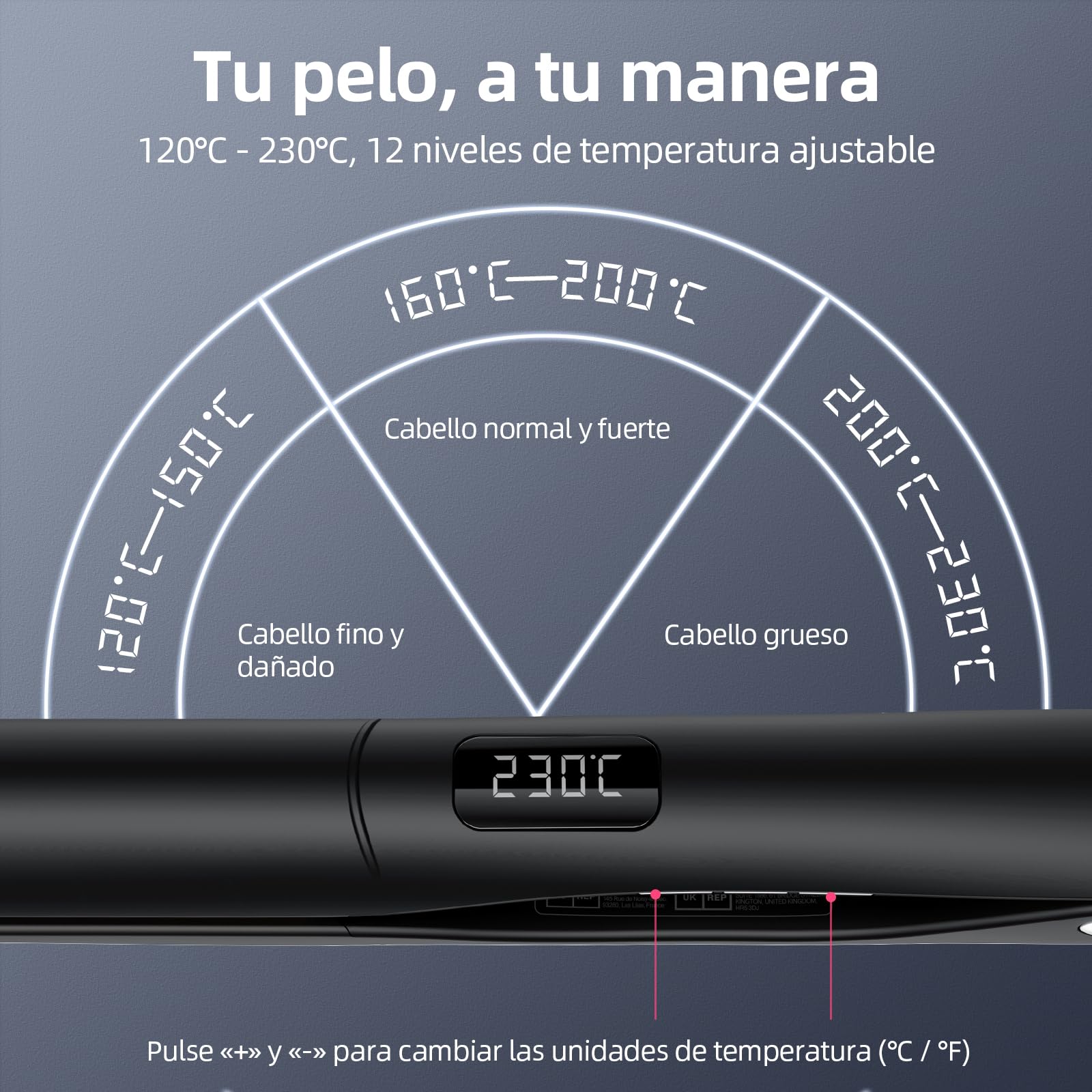Dekuri Planchas del Pelo y Rizadora 2 en 1, Placas Lisas de Titanio, Calentamiento Rápido en 30s, Pantalla LCD 120-230℃, Plancha Pelo Iónicas para Mujeres,Negro