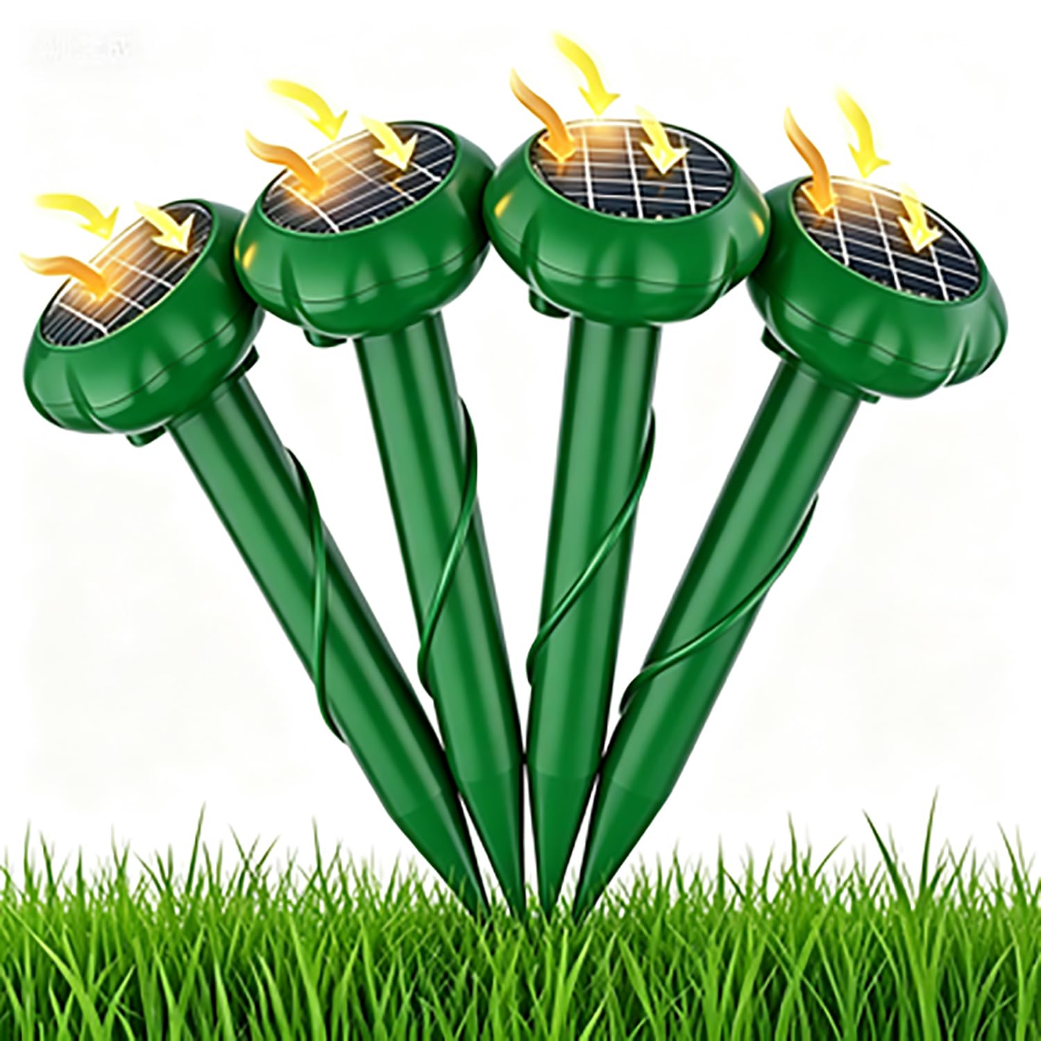 Repelente ultrasónico para Topos, Repelente Solar para Topos 4 Piezas, Impermeable IP66, Cobertura hasta 5000 Sq.FT para Jardín, Granja y Ranchos（Negro）