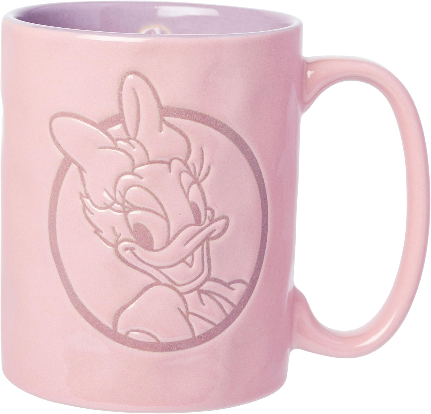 Silver Buffalo Disney Daisy Duck Circle Badge Wax Resist Ceramic Pottery Mug, 17 Ounces