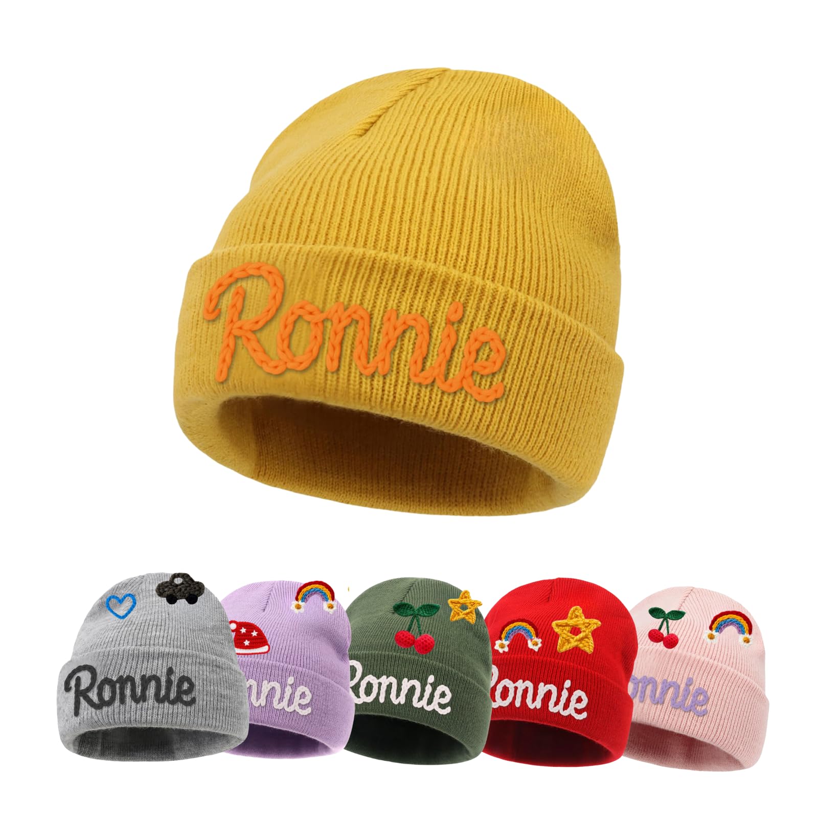 Custom Name Baby Beanie for Boys Girls, Personalized Knit Toddler Winter Hat for Kids, Hand Embroidered Winter Hat, Baby Gift