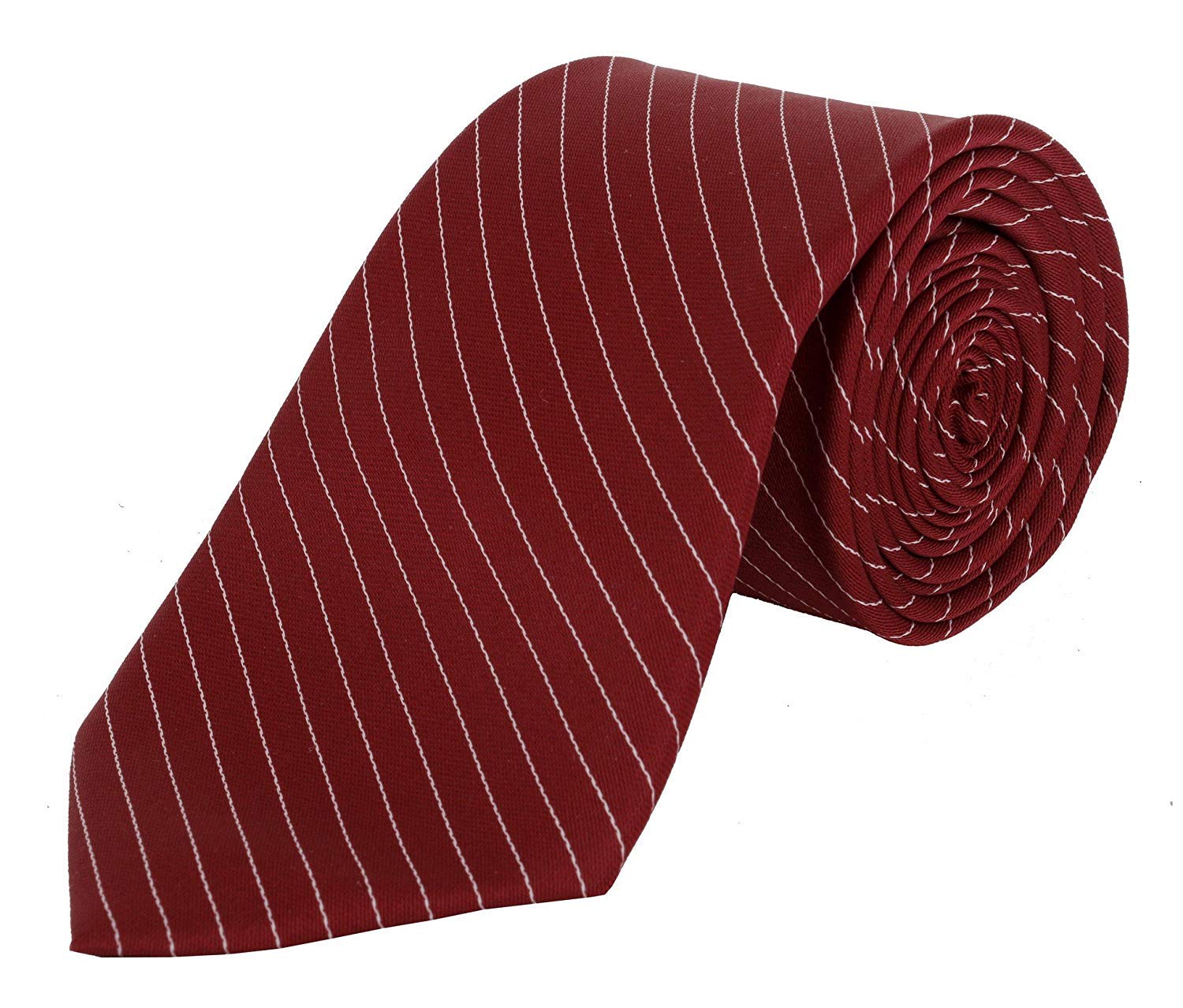 alcove...refine your image Alcove Men's/Boys Maroon With White Pin Stripes Micro Fiber Blend Tie (2.75inch Broad)-picture-27