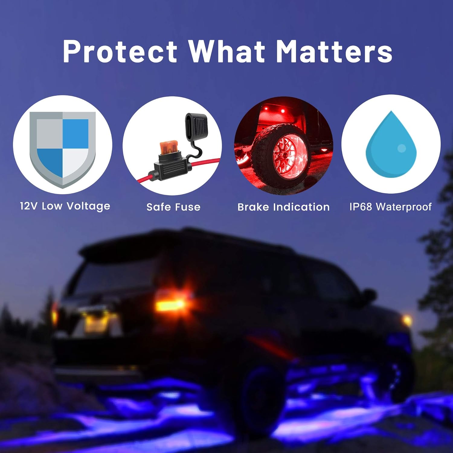 【Brightness Upgraded】YISSDA RGB LED Rock Lights 128LEDs, Multicolor Neon Underglow Lighting Kit with APP Control Music Mode for Jeep Truck UTV SUV, Waterproof, with Long Extension Cord, 8 Pods : Everything Else