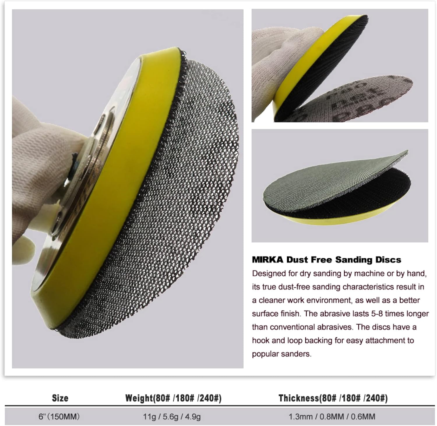 Mesh Sanding Discs 10PCS 6 Inch 150mm Mesh Dust-Free Anti-Blocking Hook&Loop Round Abrasive Sandpaper 80-800 Grit(Grit 800)