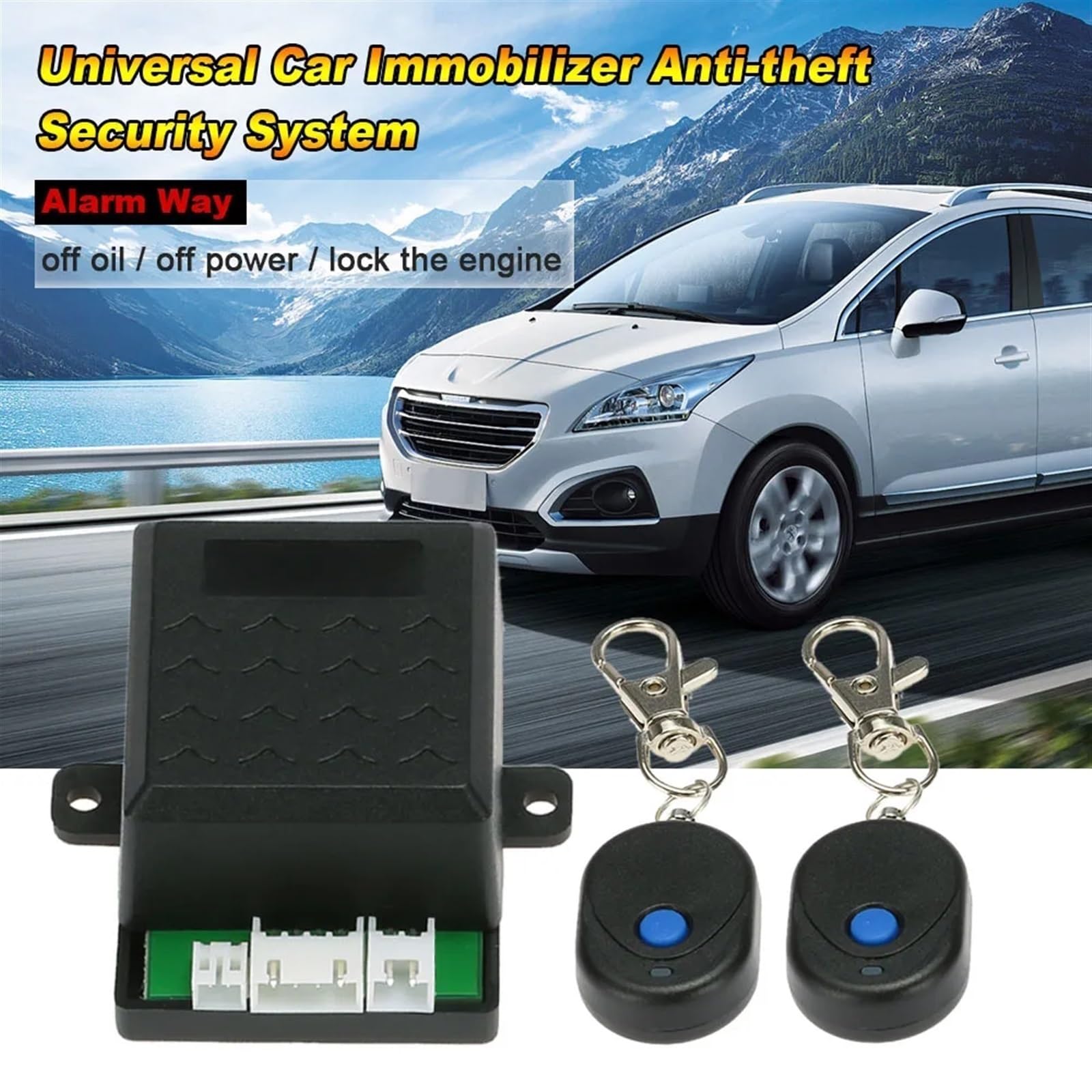 Sistema de Seguridad antirrobo inmovilizador Coche 1 vía protección Alarma automática sin Llave con 2 mandos a Distancia