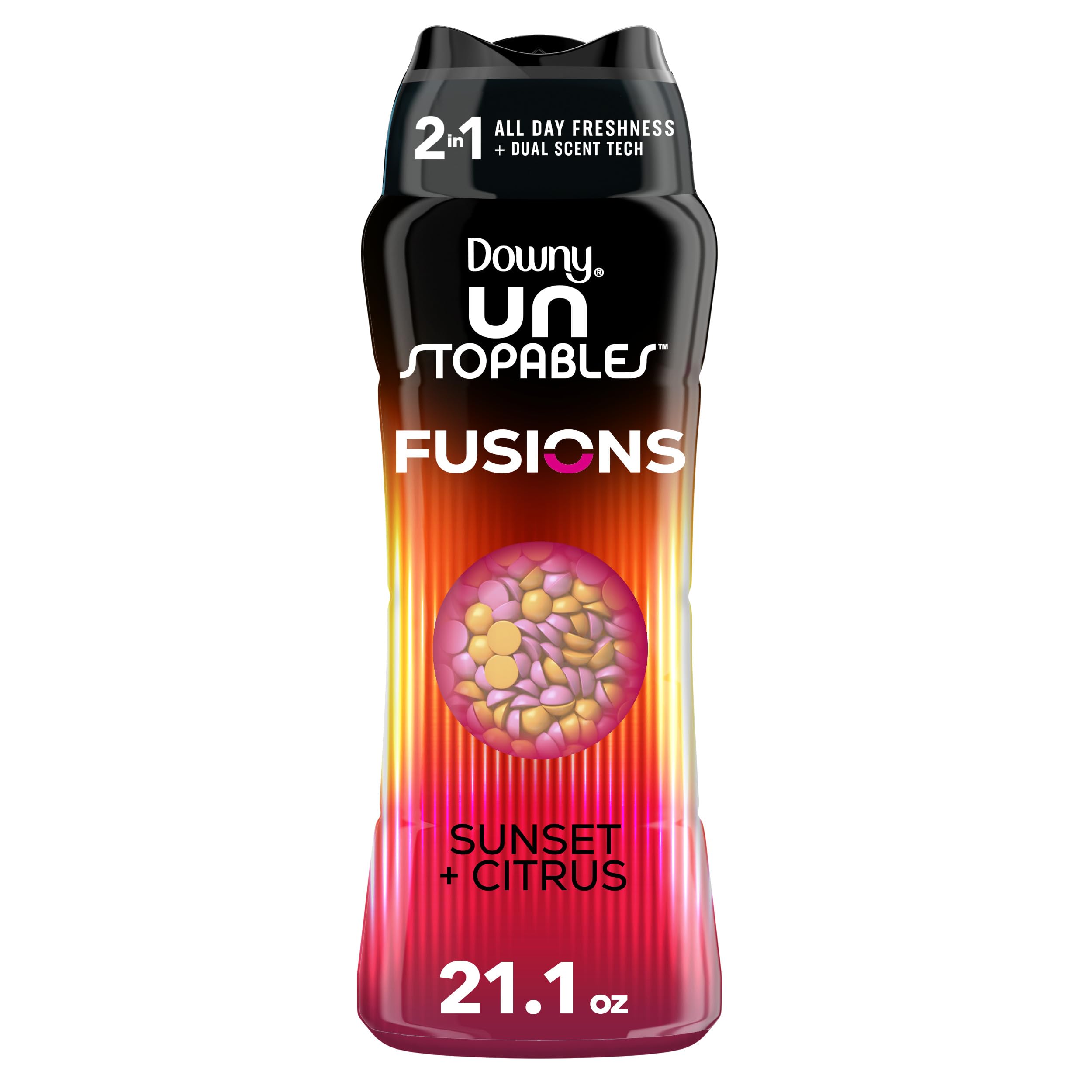 Unstopables Fusions In-Wash Laundry Scent Booster Beads, Sunset and Citrus Scent, 21.1 oz, 2-in-1 All Day Freshness