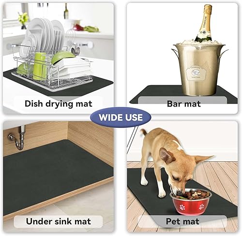 Miniatura 6 de CASSAIO Tapete de café para secar platos para encimera de cocina ocultar manchas con respaldo de goma absorbente de secado rápido accesorios para