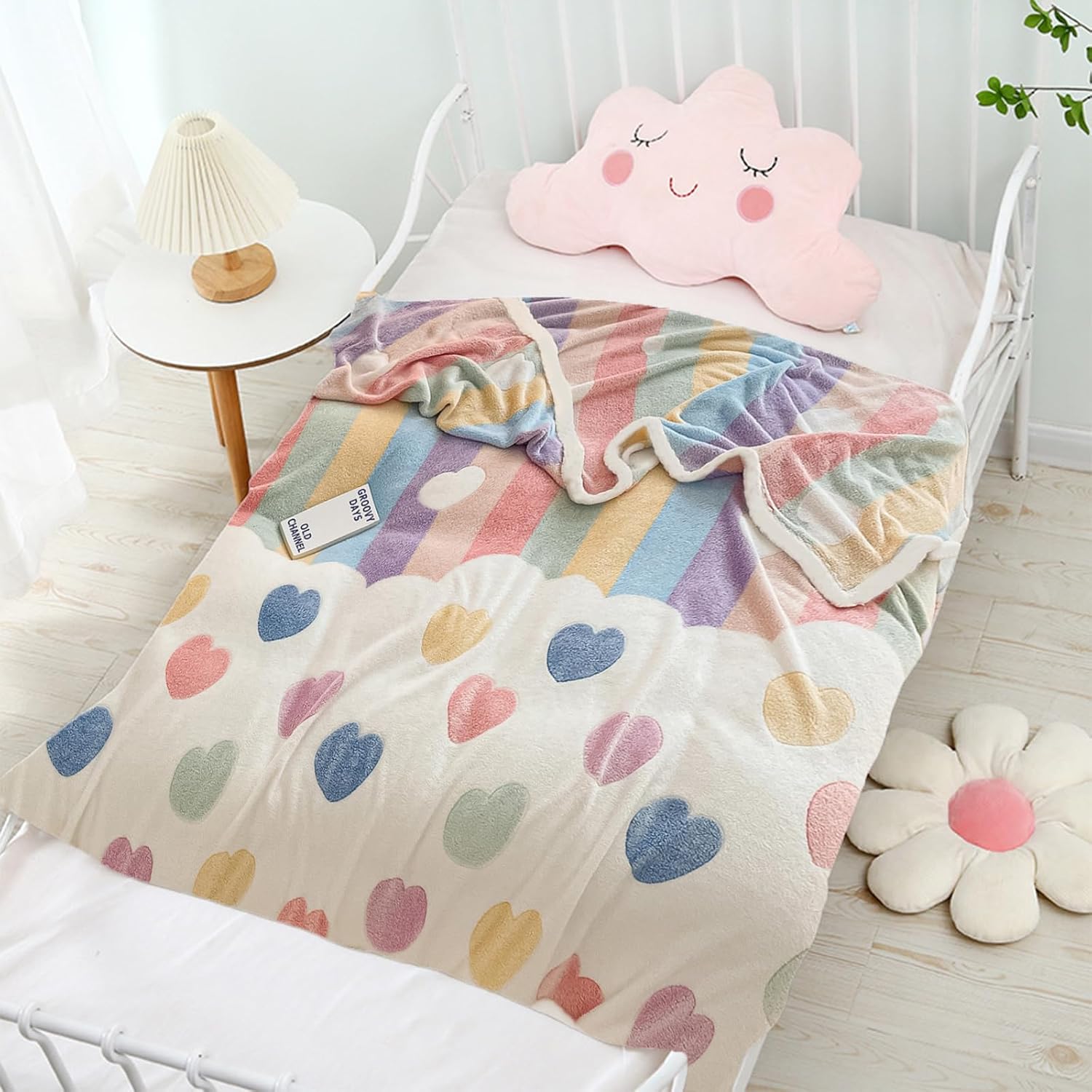 MorroMorn Pink Throw Blanket, Fleece Blankets for Couch Bed – Super Soft Cozy Fluffy Plush for Girls Kids Teen Toddler Lightweight All Season (Rainbow Love, Throw 50×60 inches)