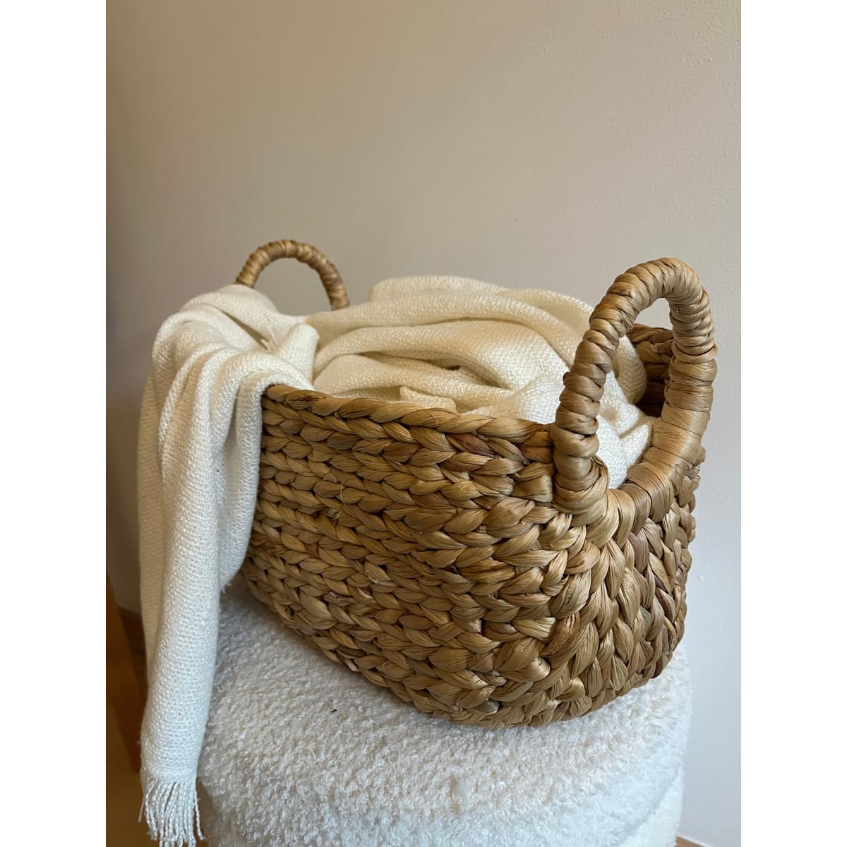 Casâme Cesto in Giacinto d'acqua con manici - L 46 cm x P 27