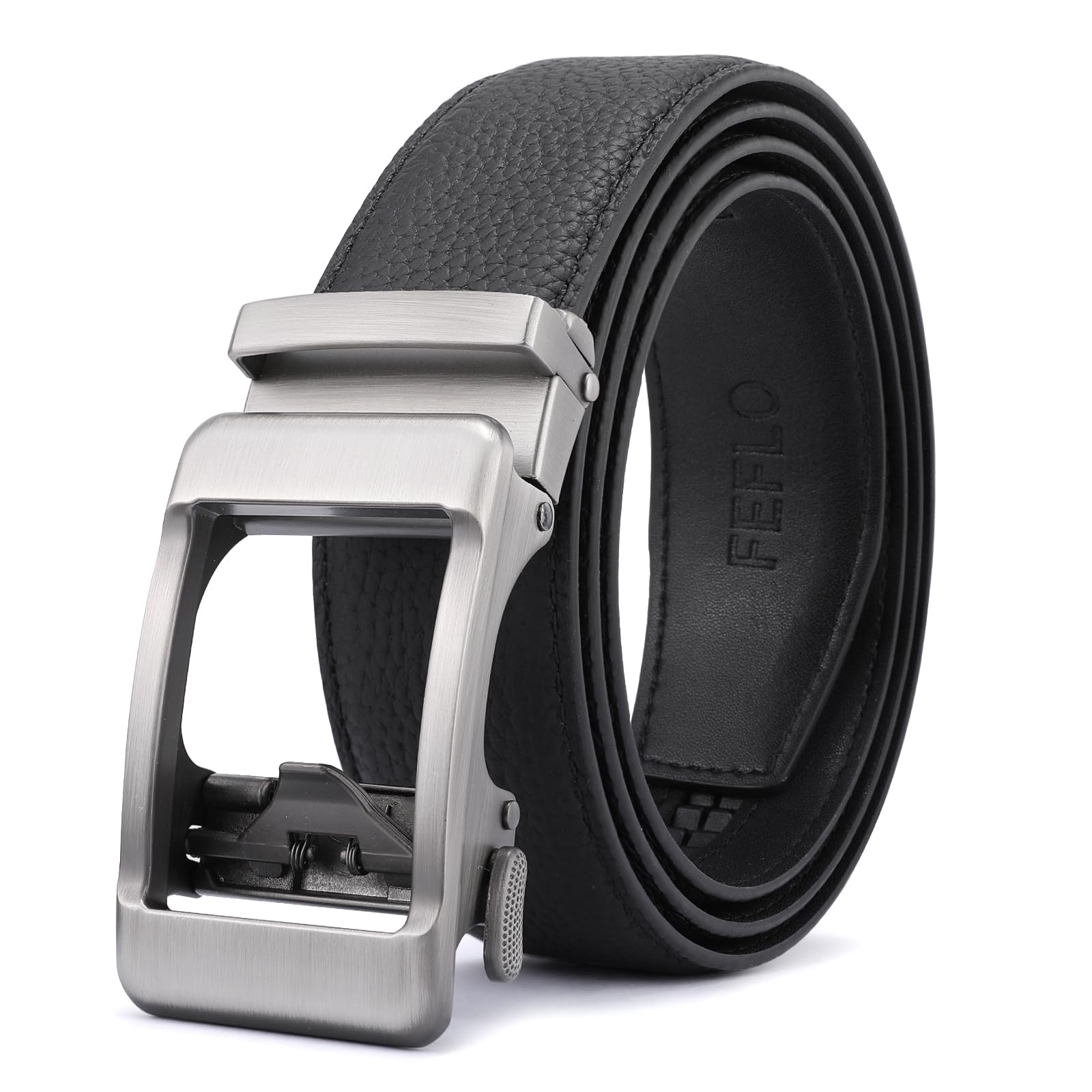 FEFLO Cintura Uomo, Cintura Pelle con Fibbia Automatica cricchétto, Larghezza 35 mm,Taglia Regolata, Adatto per abbigliamento da lavoro e casual