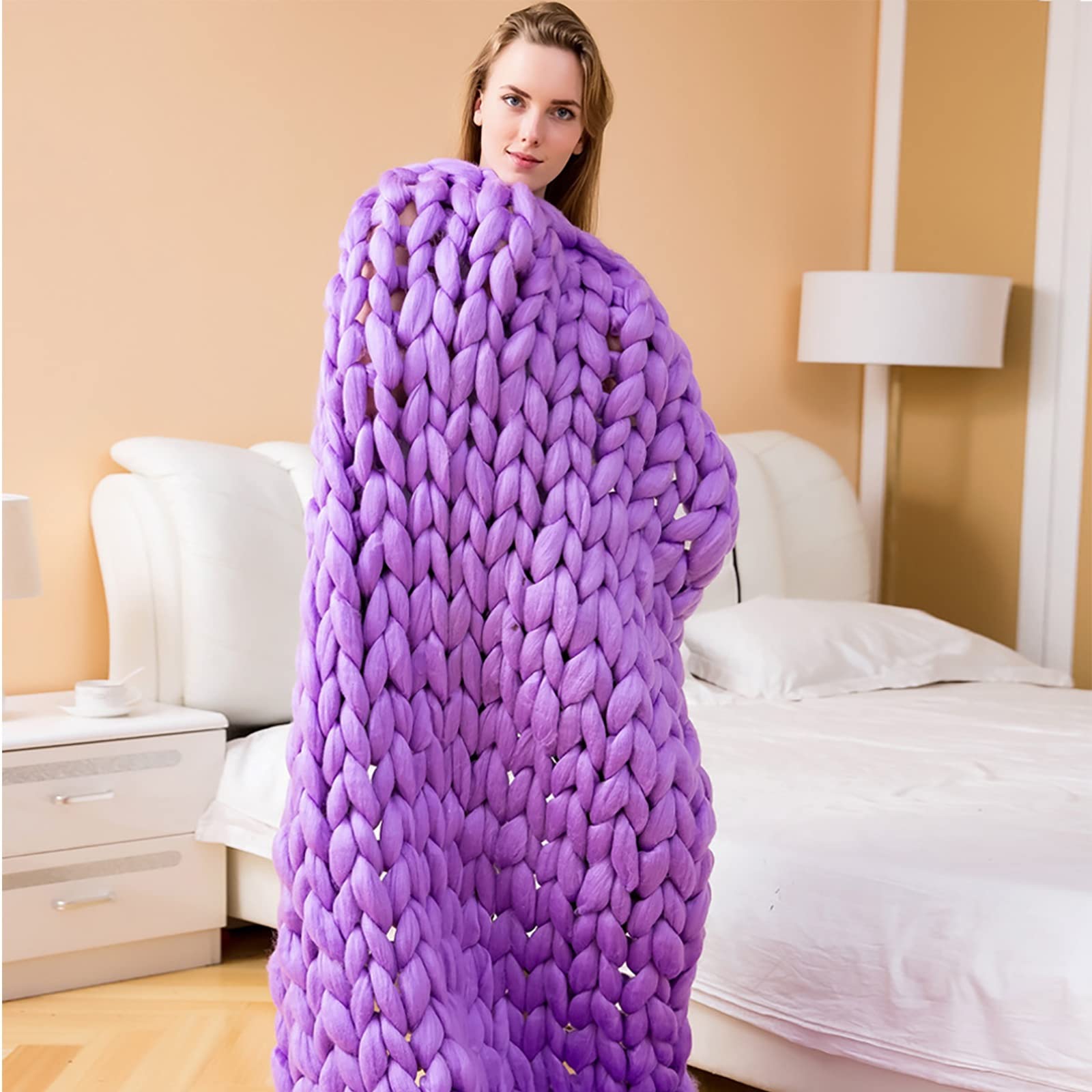Chunky Knit Blanket,Handmade Knit Blanket,Cosy Throw Blankets,Tightly Woven  Warm and Comfortable,Arm Knit Blanket,Chunky Giant Knit Throw Blanket,for  Bed,Sofa,Armchair Home Decor : Amazon.ca: Home