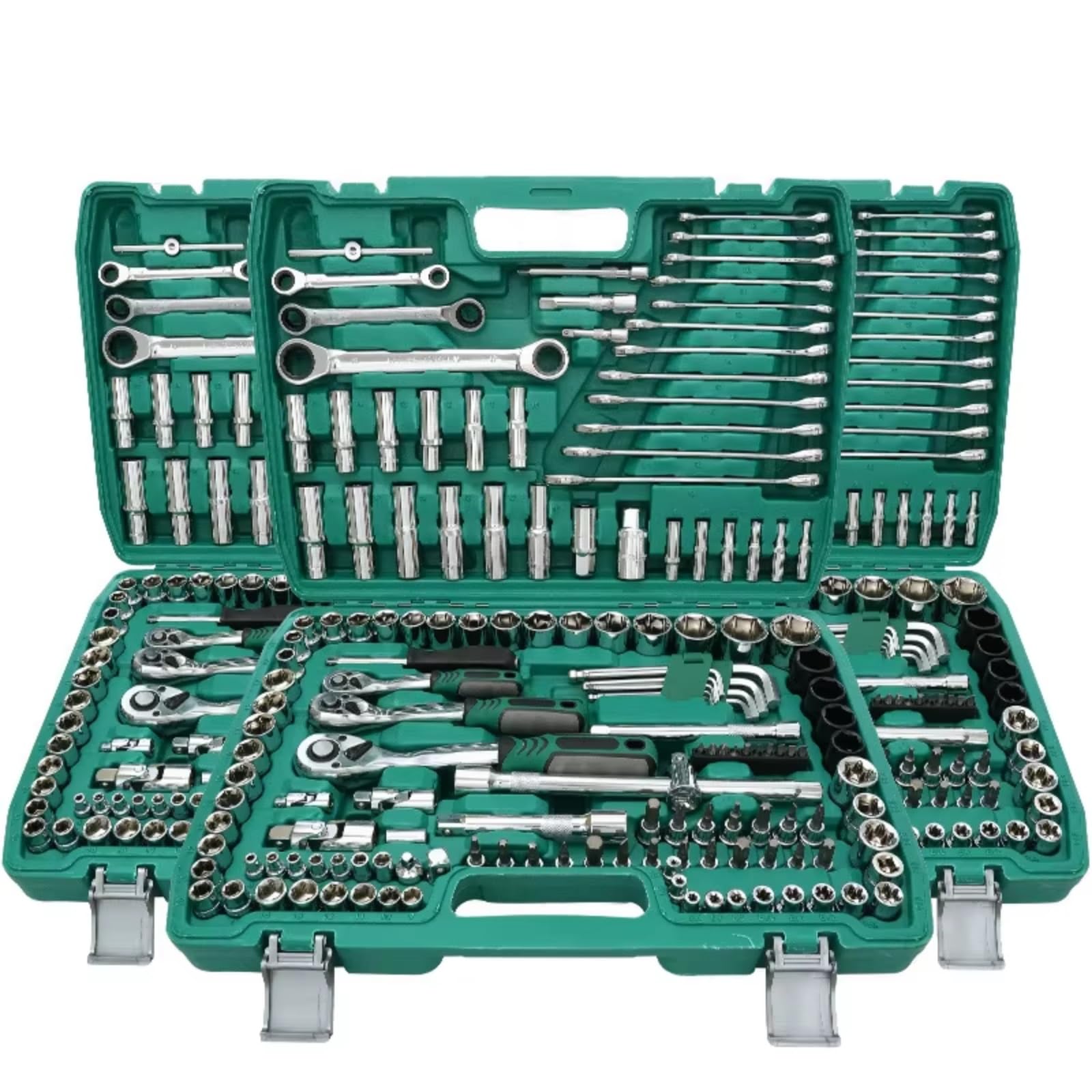 Juego de herramientas de taller Juego Herramientas Mano Para Combo Llave Trinquete Reparación Automóviles 216 Piezas Herramientas Mano Kit Herramientas El Hogar Trinquete Y Estuche(Green)