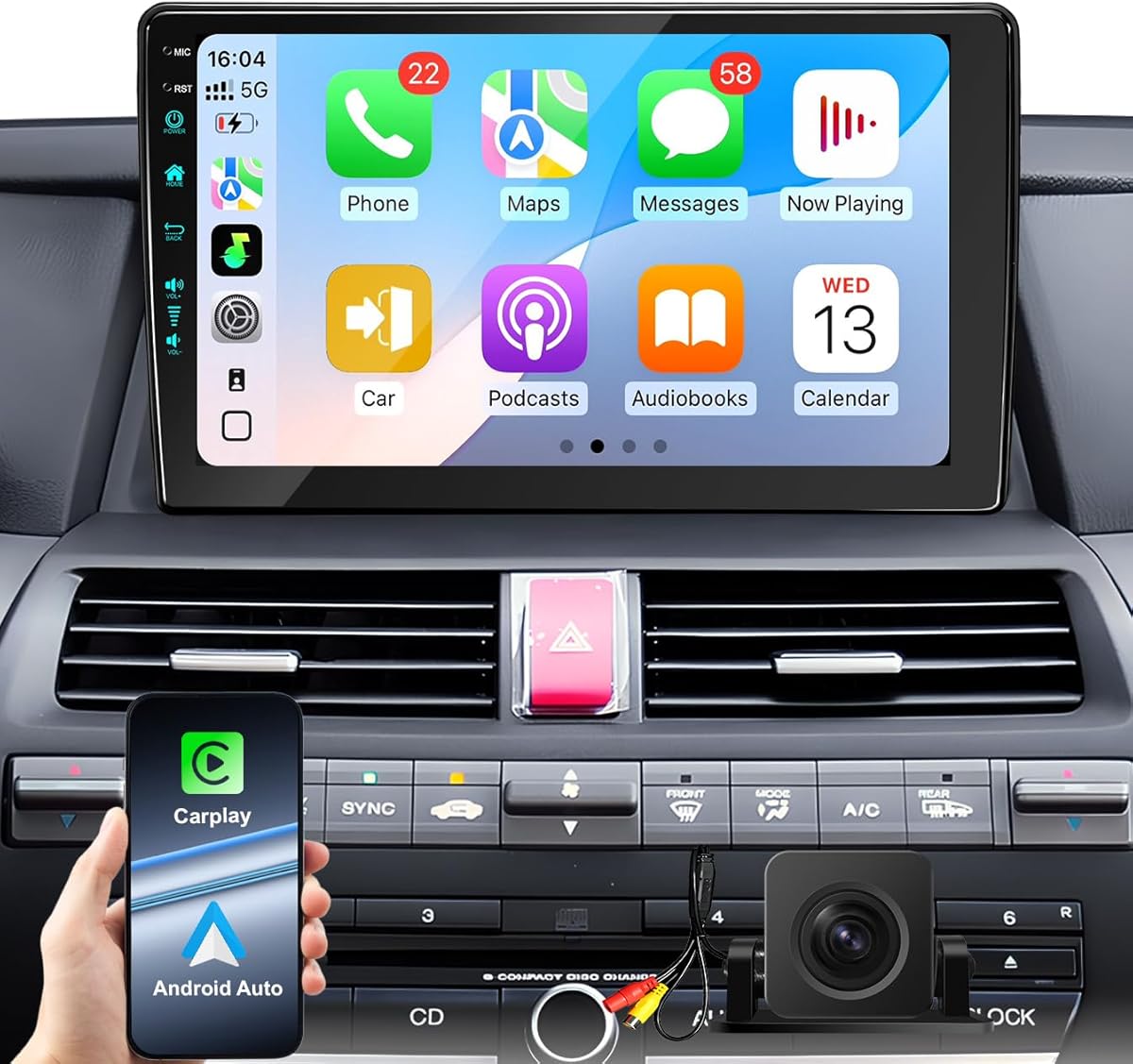 10.2 Inch Car Radio Stereo Upgrade Android 13 for Honda Accord 8th 2008-2013 with CarPlay Android Auto 1080P Backup Camera/BT5.4 ((4Ram 64Rom) 10.2) : Electronics