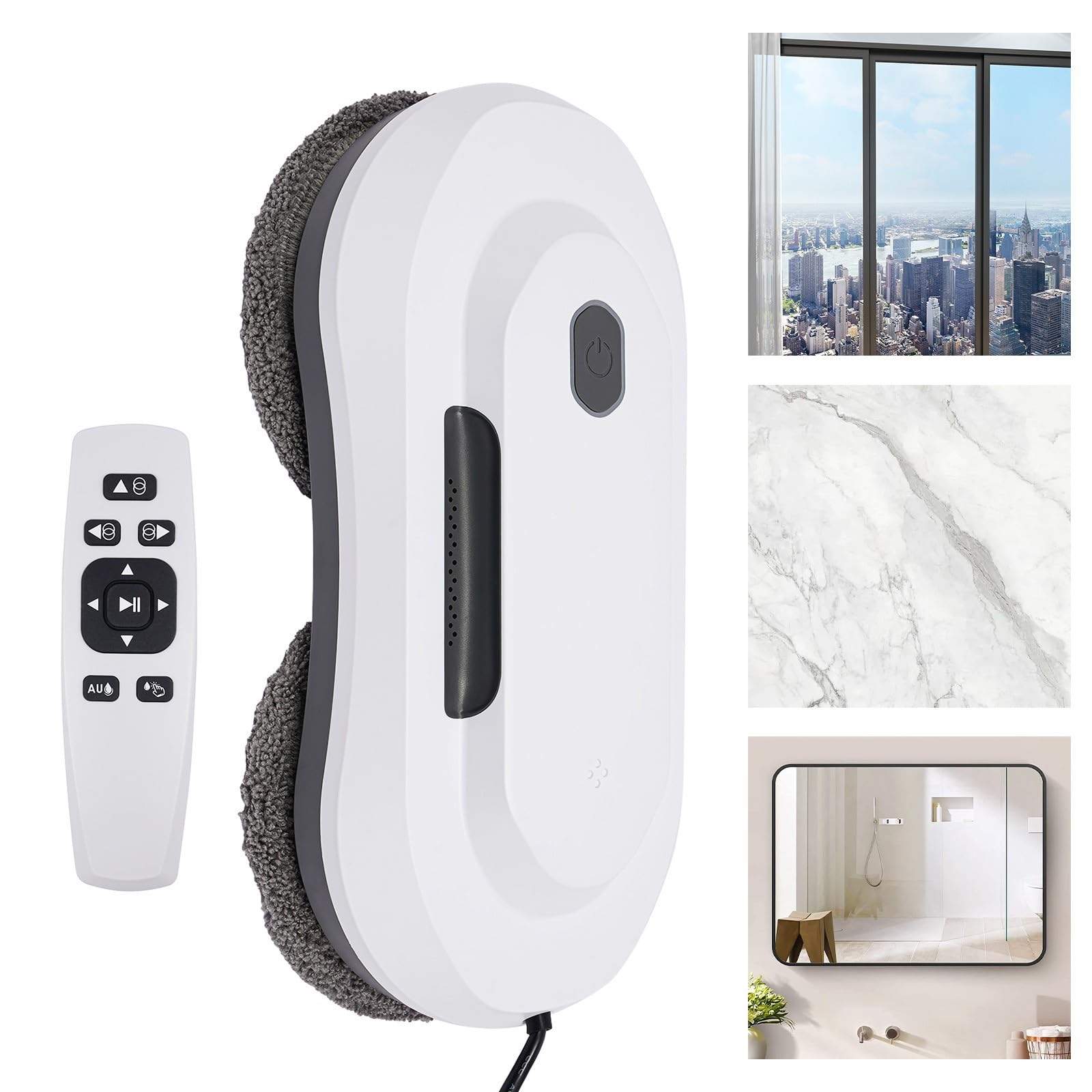 Fensterreiniger Fensterputzer Window Cleaner für Fensterreinigung mit Fernbedienung 2800 Pa Saugkraft und 50ml Wassertank für Glas Fenster und Fensterputzen Set mit 10 Reinigungstüchern