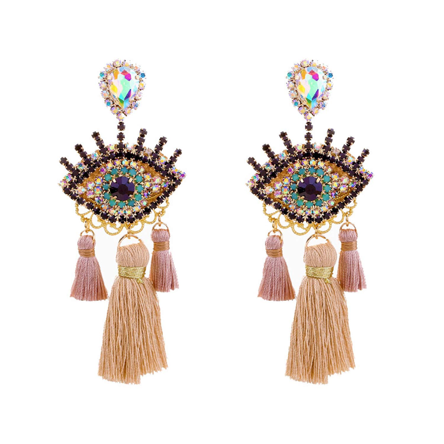 Tassel Earrings Wedding Eye Pendant Women Bohemian Party Drop Dangle Jewelry