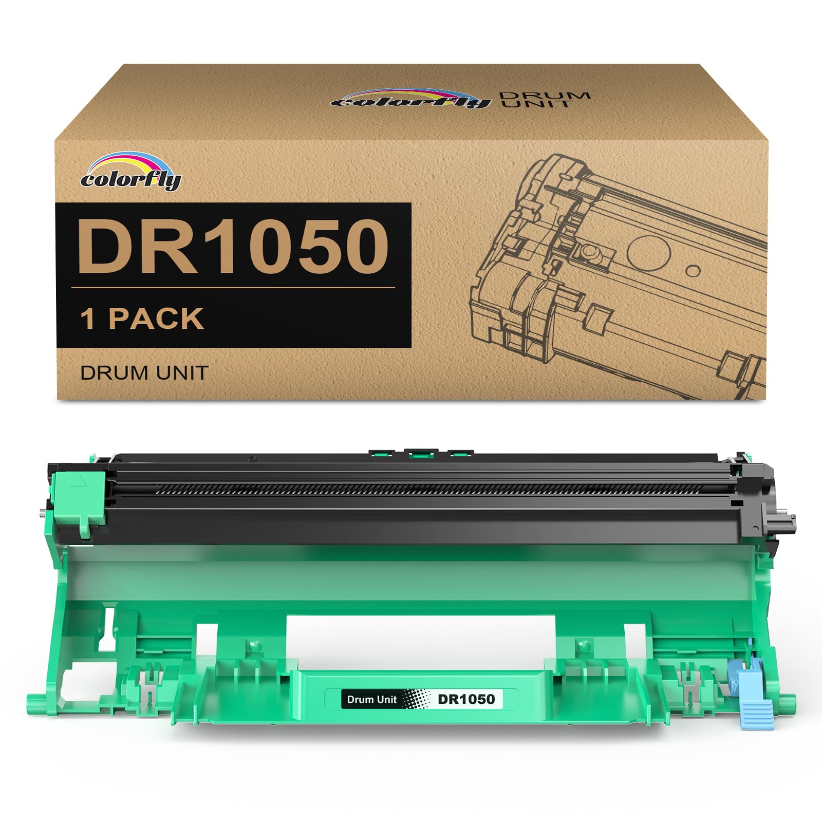 colorfly DR1050 DR-1050 Tamburo compatibile per Brother DR1050 TN-1050 Toner per MFC-1910W MFC-1810 DCP-1612W DCP-1610W DCP-1512 DCP-1510 HL-1210W HL-1212W HL-1112 HL-1110 (1 unità tamburo)