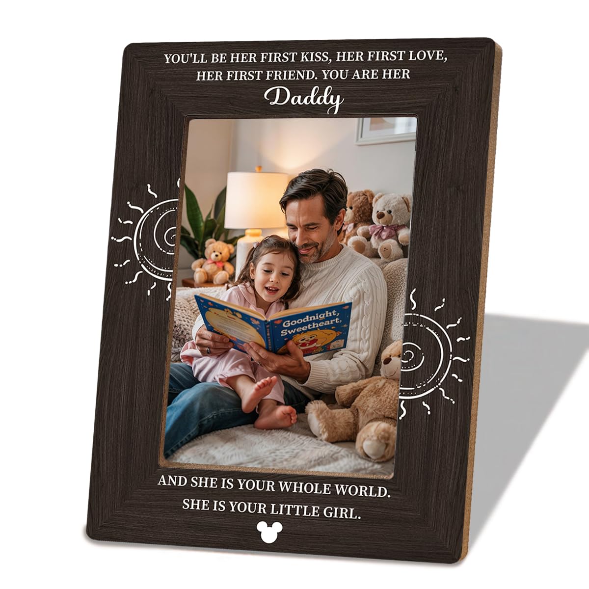 YGSDZY New Dad Gift, Wood picture frame gift for new dad, Best Gifts for New father, Photo frames for new dad and daughter and son, first father's day
