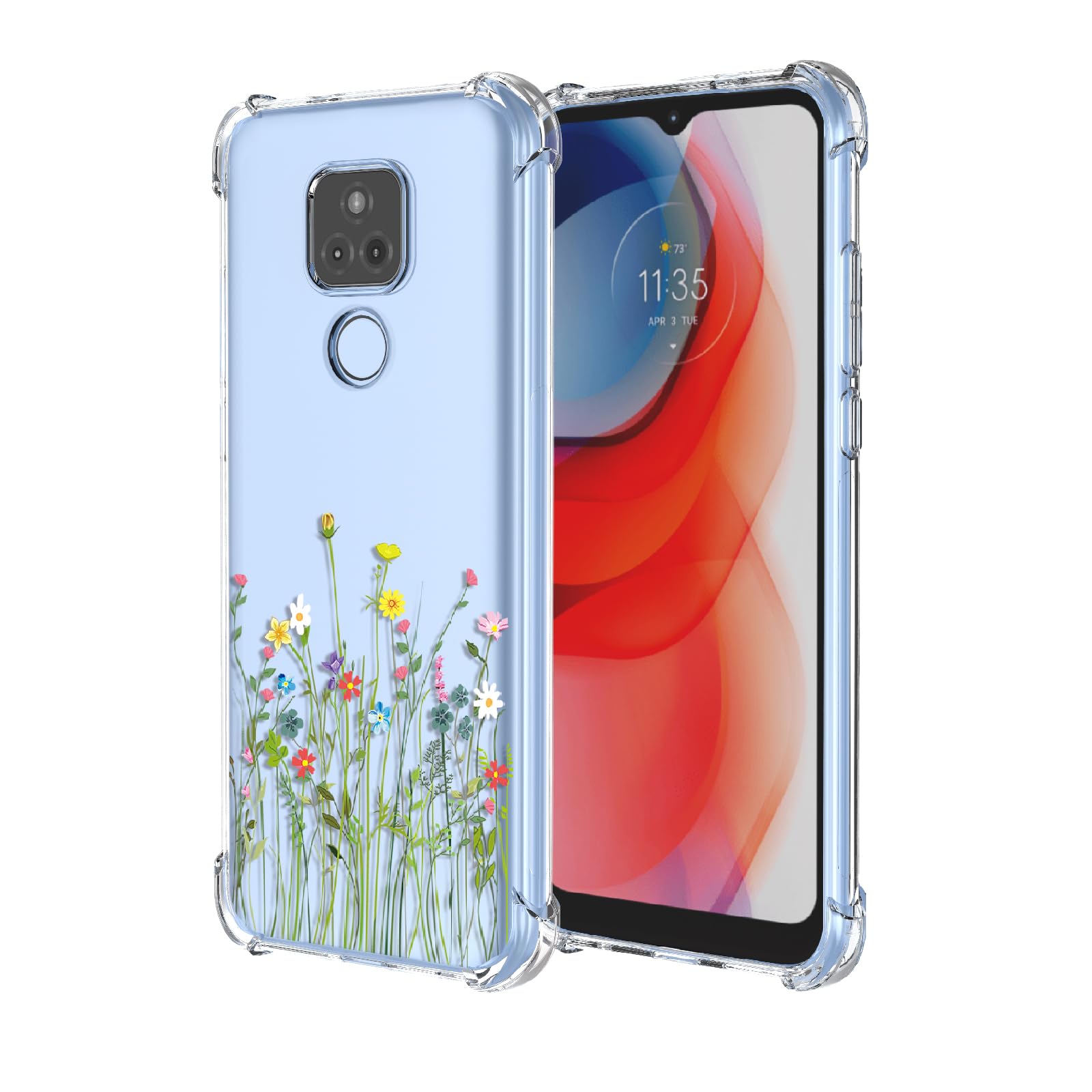 3 Custodie Floreali In TPU Per Motorola Moto G Play 2021 – Morbide, Trasparenti, Antiurto – Motivi: Girasole, Fiore Viola, Bianco - 5