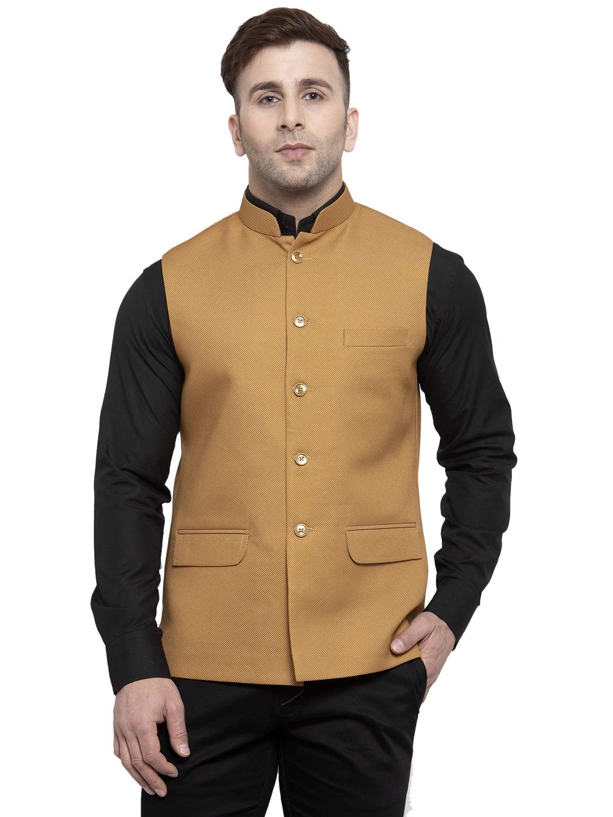 Men's Poly Cotton Festive and Casual Nehru Jacket Vest Waistcoat