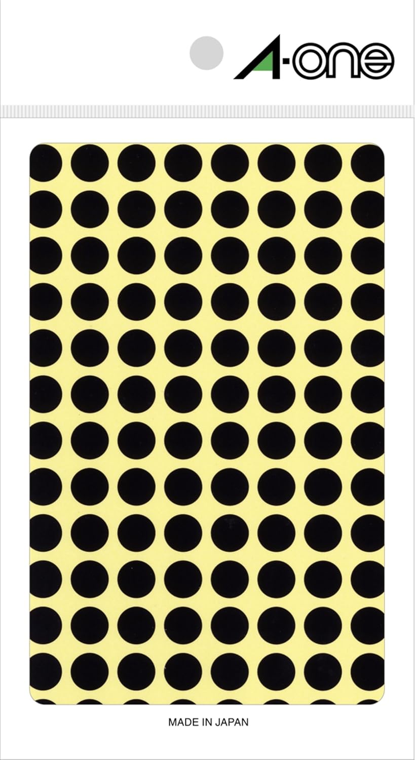 A-One 07009 Color Labels, Black, Round, 0.4 inches (9 mm), 14 Sheets