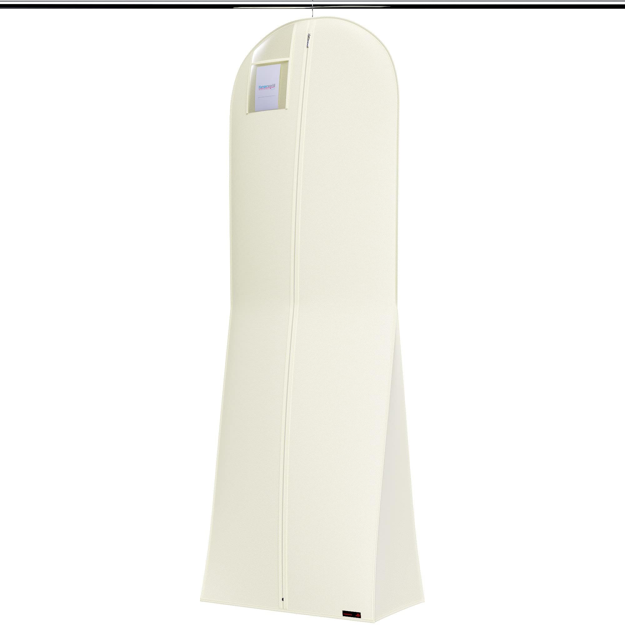 Amazon.com: HANGERWORLD Large Wedding Dress Garment Bag Cover - 72" x 24"  with Extra Wide Gusset 32" for Long Poufy Dress and Trains, Breathable,  Acid-Free (Ivory) : Home & Kitchen