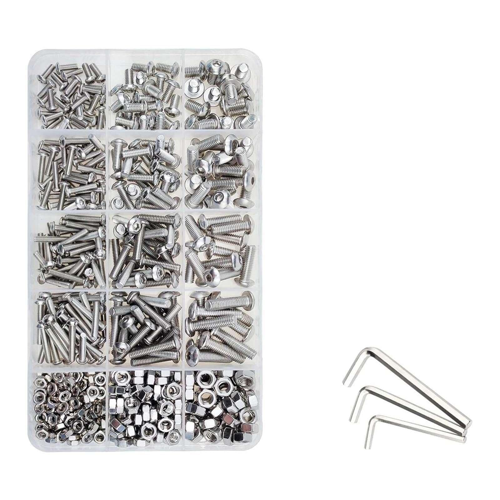 Edelstahl Sechskant-Innensechskant-Zylinderschrauben Sechskantgewindemaschine Metrische Mutternschraube Sortiment Kit Set