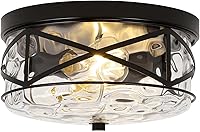 Vista 17 de LamQee lámpara de techo de montaje empotrado de 2 luces con vidrio de burbuja para cocina de granja, isla de cocina, luz de techo cerca del techo