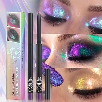 Erinde Chameleon Color Changing Eyeliner Pencil, Multichrome Metallic Eyeliner Pen with Shifting Shades, Waterproof Smudge Proof Long Lasting Eye Liner for Party Festival Daily Makeup Looks #2 pink