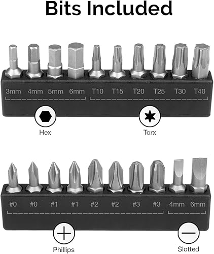 Miniatura 5 de Neiko 10573B Juego de destornillador dinamométrico destornillador de 14pulgadas mango largo alcance de 10a 50librapulgada 20puntas incluidas