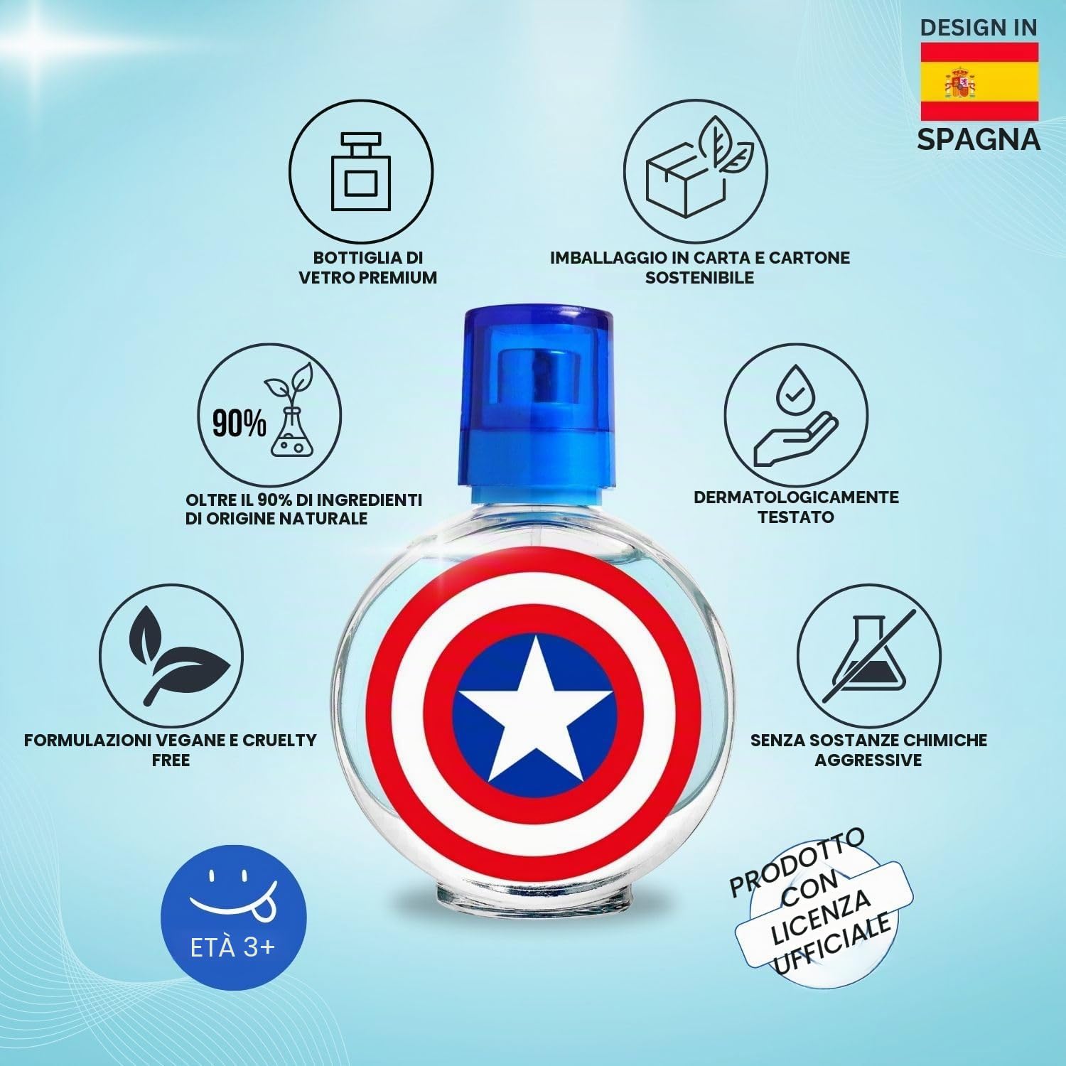 Air Val Captain America - Eau de toilette per bambini, 30 ml